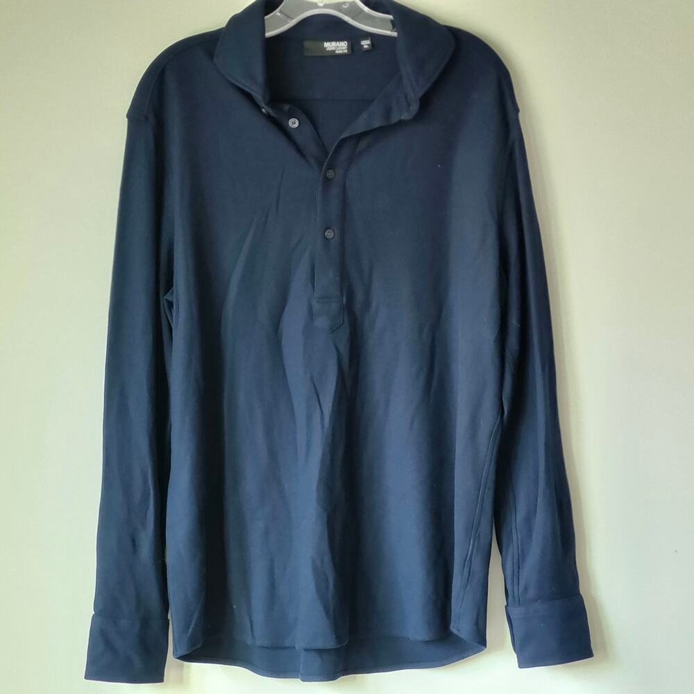 Murano Liquid Luxury Slim Fit Long Sleeve Men's XL Blue Shirt A0052